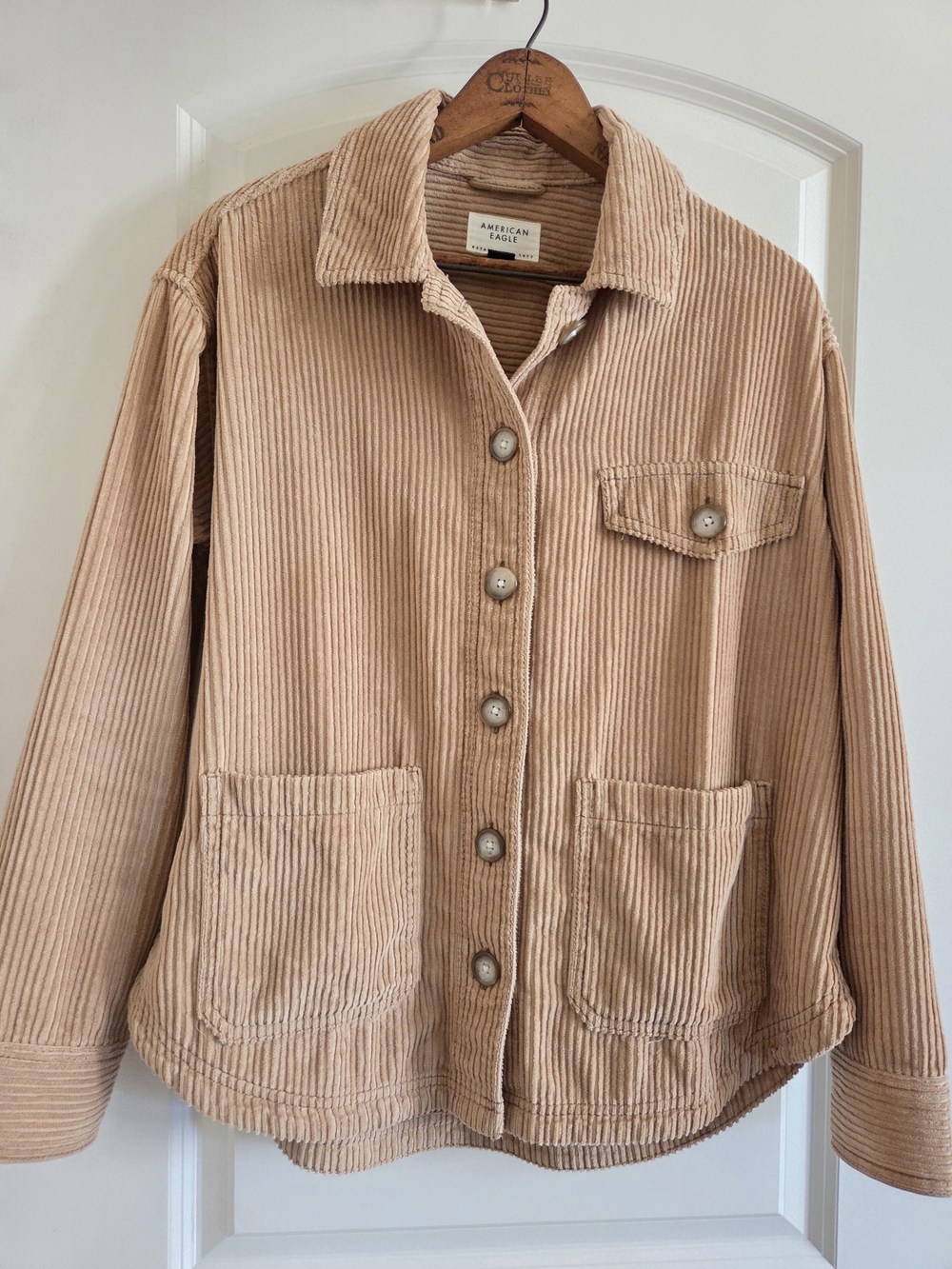 American Eagle Corduroy Utility Jacket Shacket Tan Camel Beige Small Worn Twice